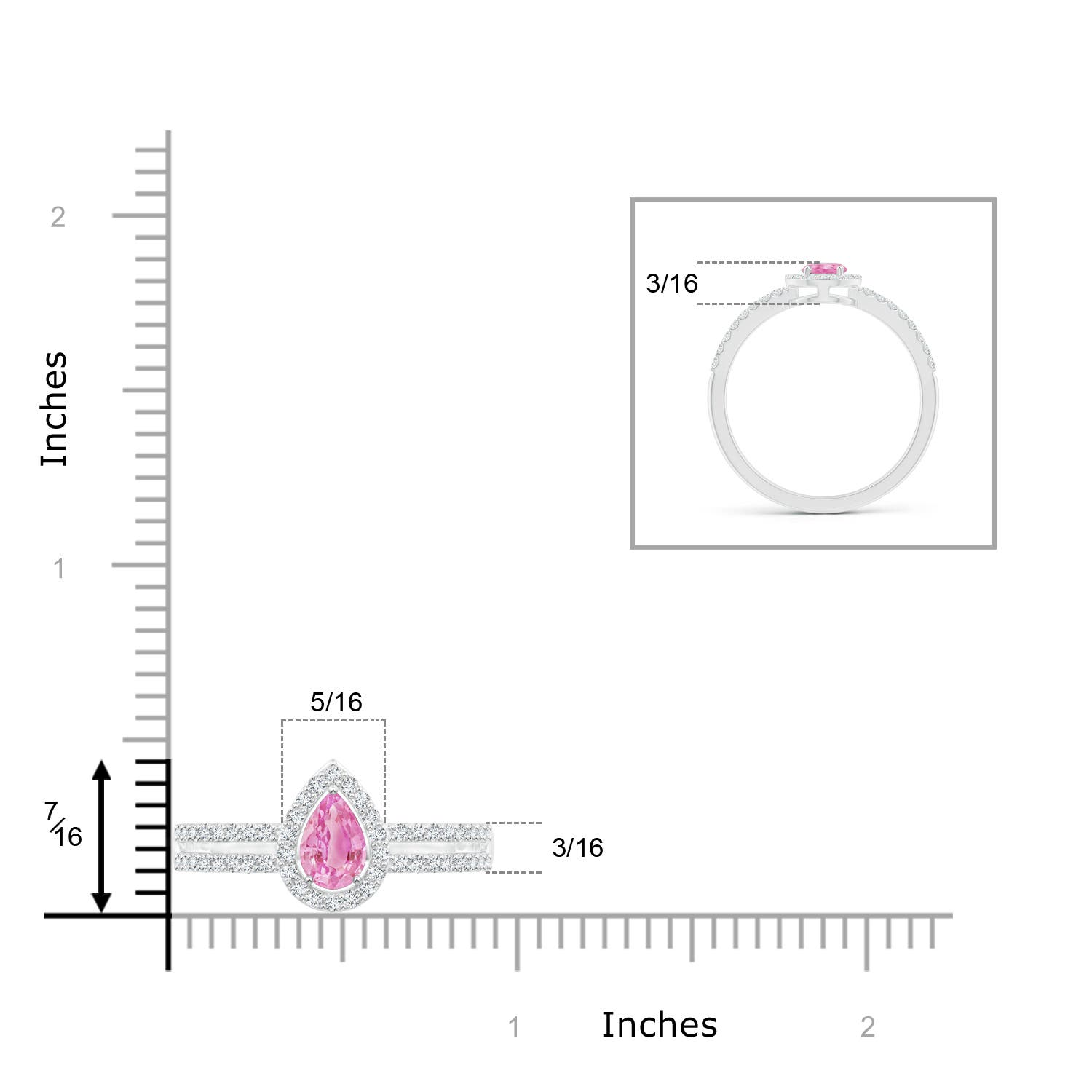 A - Pink Sapphire / 0.7 CT / 14 KT White Gold