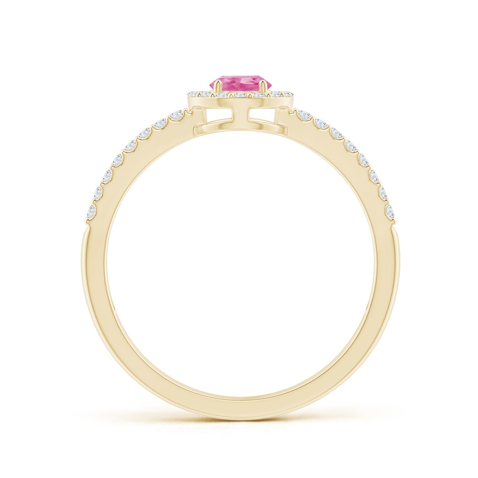 6x4mm AA Pear Pink Sapphire and Diamond Halo Split Shank Ring in Yellow Gold side 199