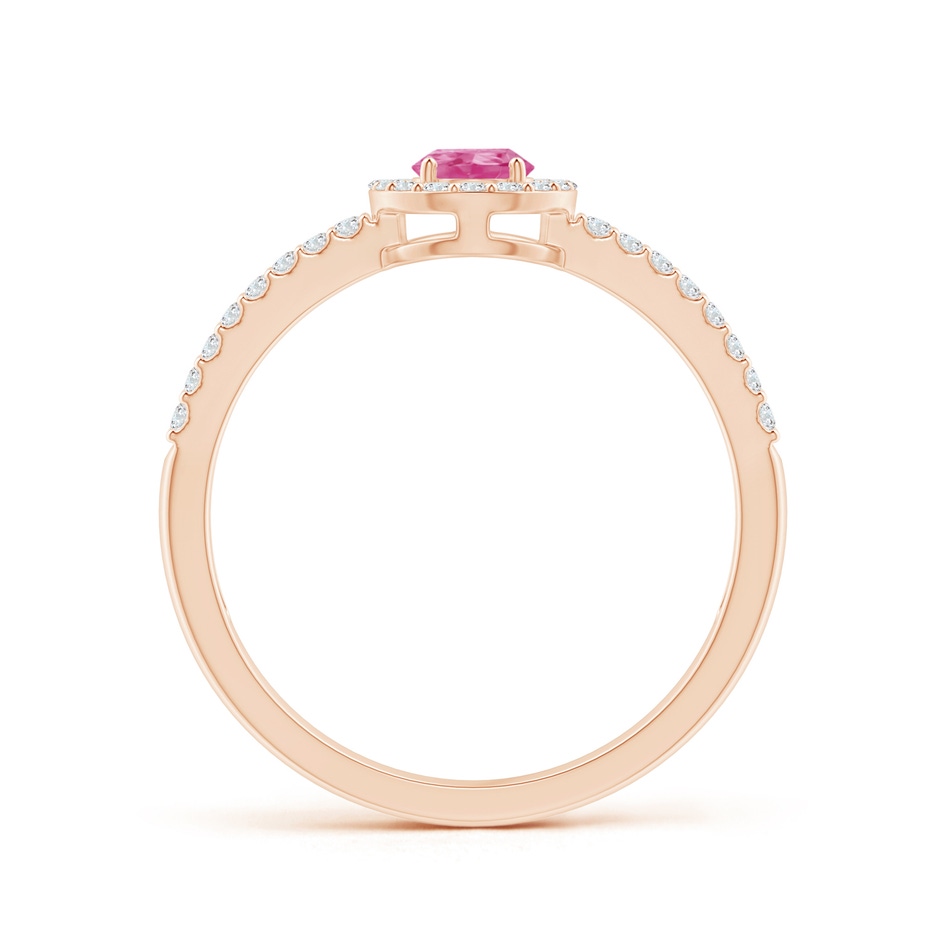 6x4mm AAA Pear Pink Sapphire and Diamond Halo Split Shank Ring in Rose Gold side 199