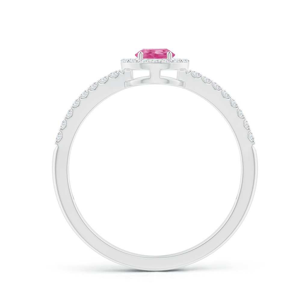 6x4mm AAA Pear Pink Sapphire and Diamond Halo Split Shank Ring in White Gold - side 199