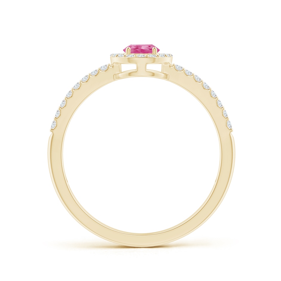 6x4mm AAA Pear Pink Sapphire and Diamond Halo Split Shank Ring in Yellow Gold side 199