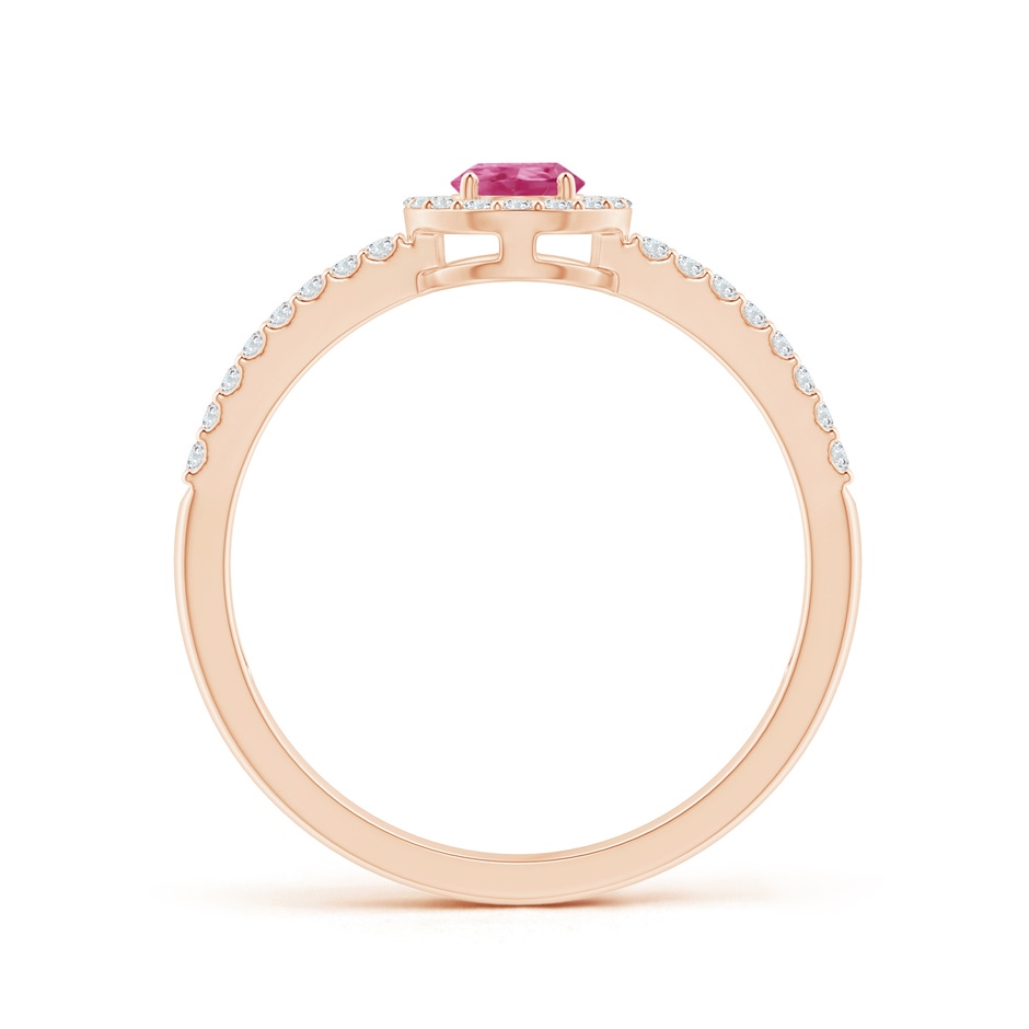 6x4mm AAAA Pear Pink Sapphire and Diamond Halo Split Shank Ring in Rose Gold side 199