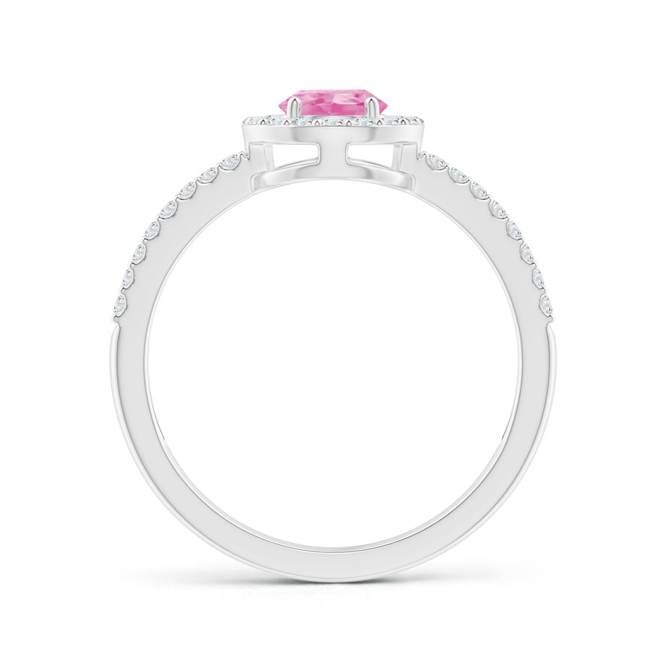 7x5mm A Pear Pink Sapphire and Diamond Halo Split Shank Ring in P950 Platinum side 199