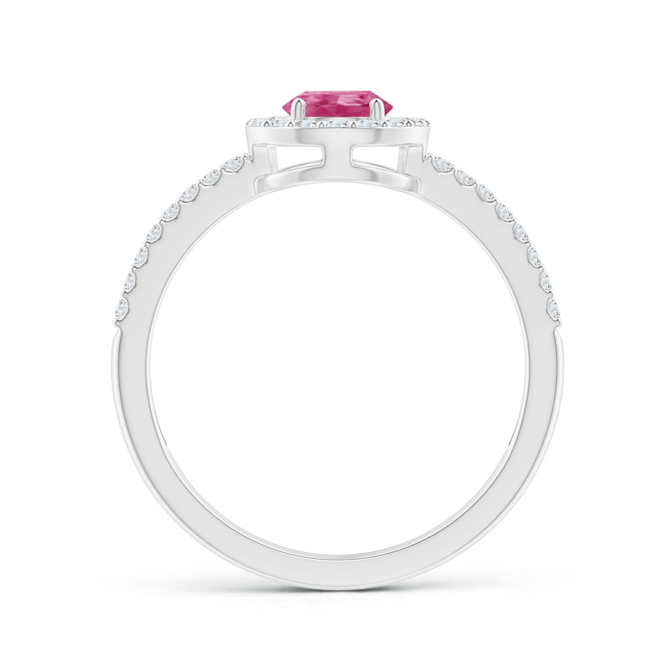 7x5mm AAAA Pear Pink Sapphire and Diamond Halo Split Shank Ring in P950 Platinum side 199