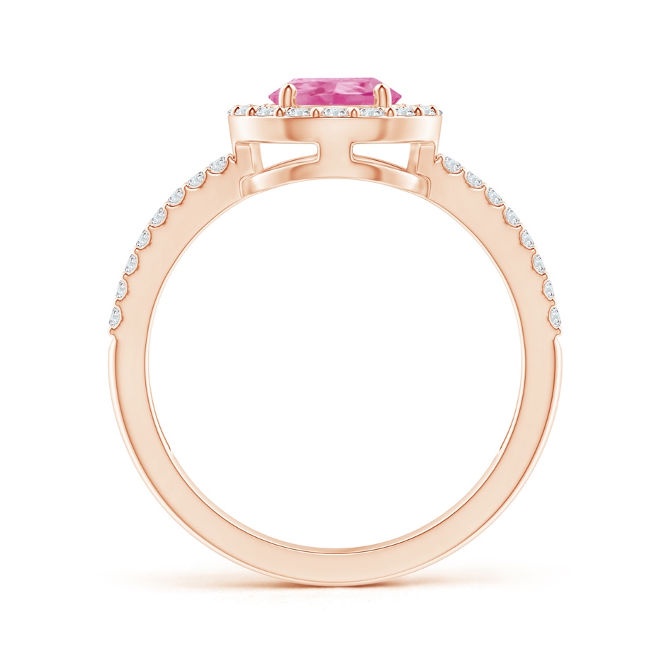 8x6mm AA Pear Pink Sapphire and Diamond Halo Split Shank Ring in Rose Gold side 199