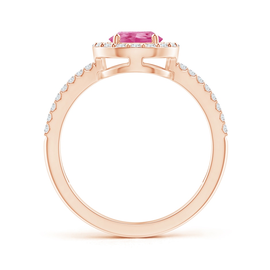 8x6mm AAA Pear Pink Sapphire and Diamond Halo Split Shank Ring in 18K Rose Gold side 199