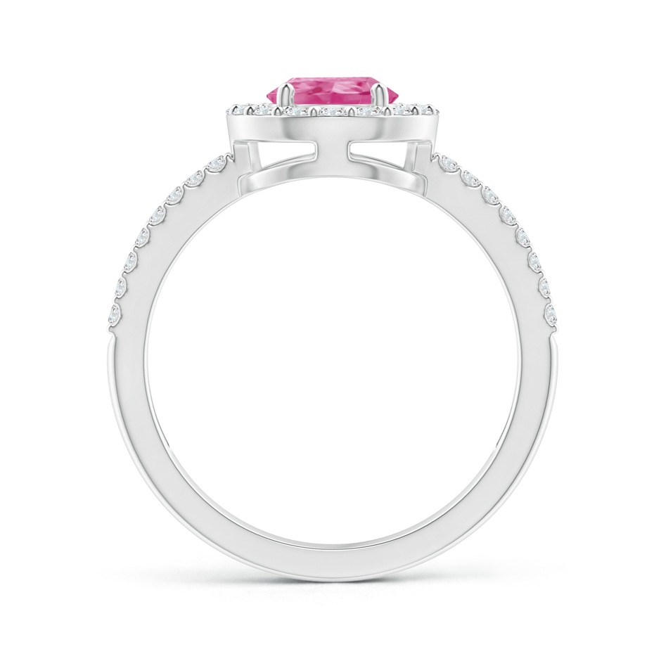 8x6mm AAA Pear Pink Sapphire and Diamond Halo Split Shank Ring in 18K White Gold side 199