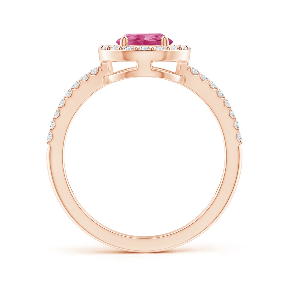 8x6mm AAAA Pear Pink Sapphire and Diamond Halo Split Shank Ring in Rose Gold side 199
