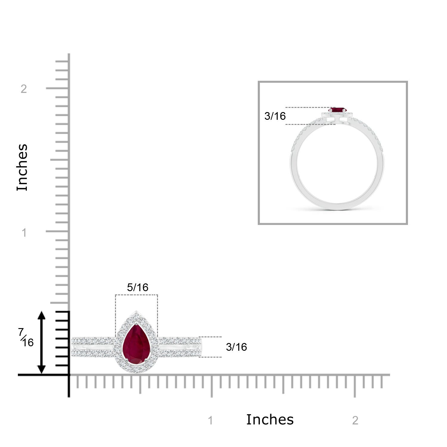 A - Ruby / 0.65 CT / 14 KT White Gold