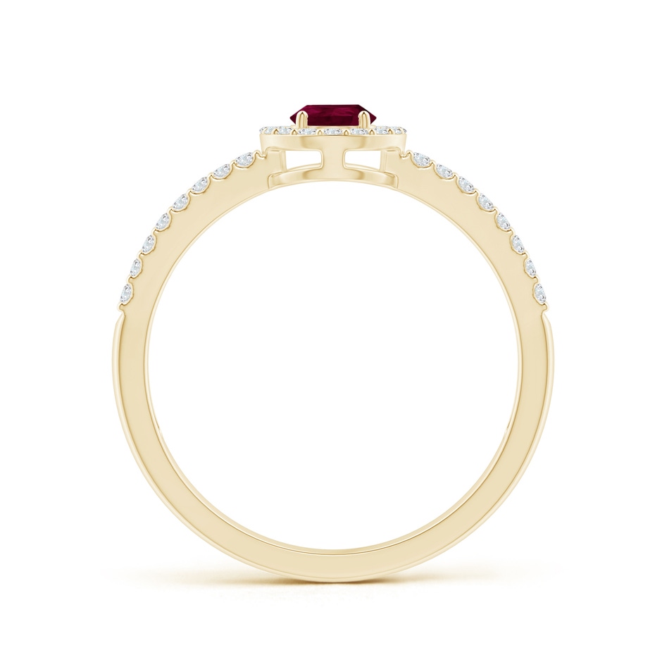 6x4mm A Pear Ruby and Diamond Halo Split Shank Ring in Yellow Gold side 199