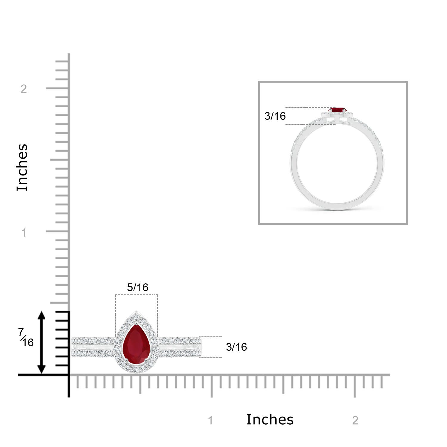 AA - Ruby / 0.65 CT / 14 KT White Gold