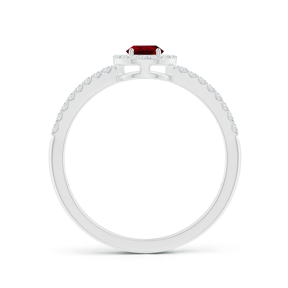 6x4mm AAAA Pear Ruby and Diamond Halo Split Shank Ring in 18K White Gold side 199