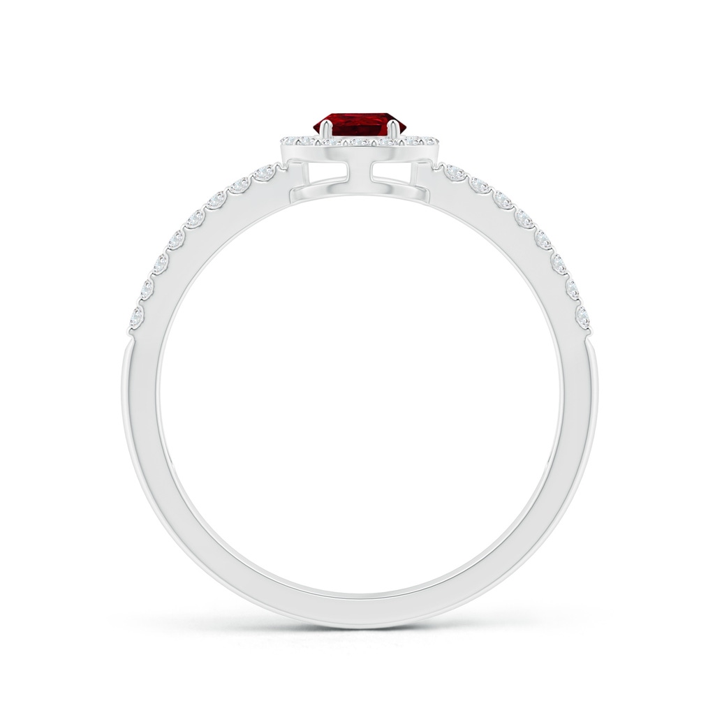 6x4mm AAAA Pear Ruby and Diamond Halo Split Shank Ring in White Gold - side 199
