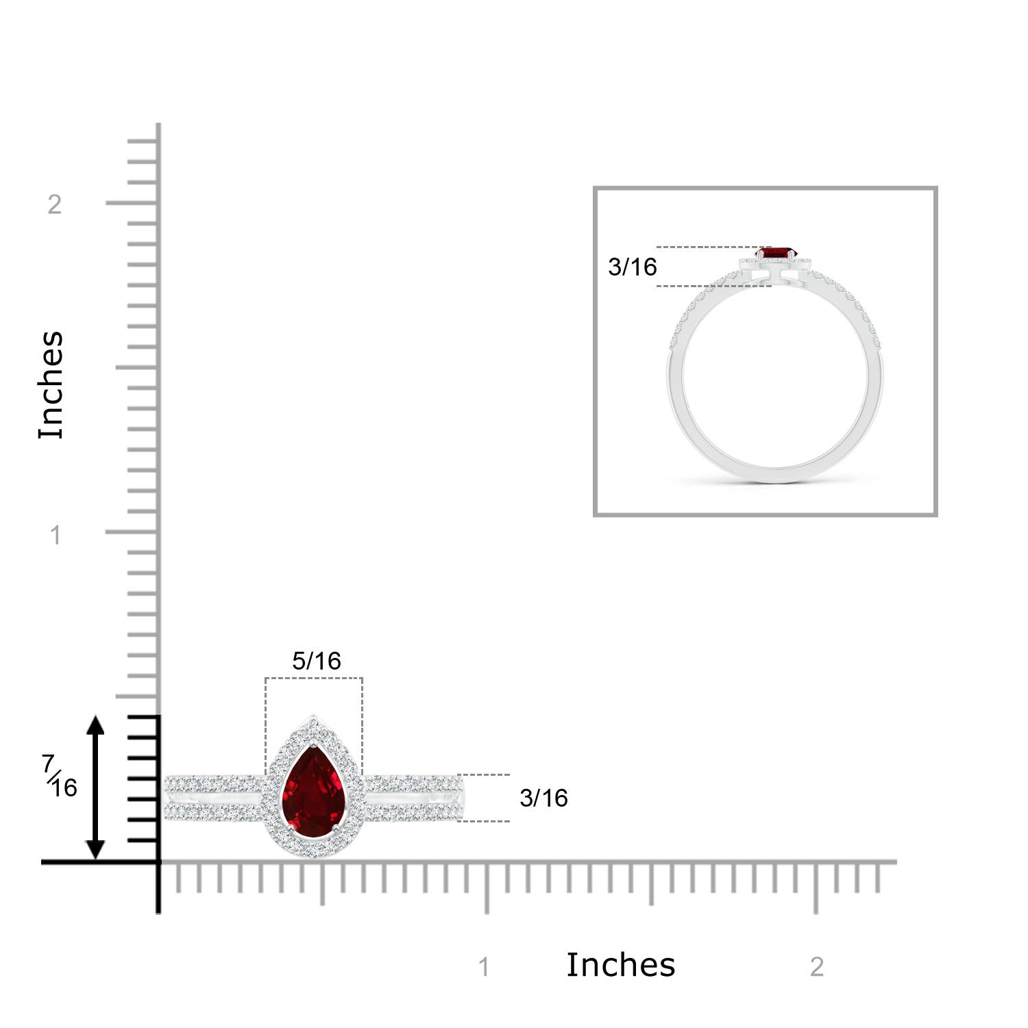 AAAA - Ruby / 0.65 CT / 14 KT White Gold