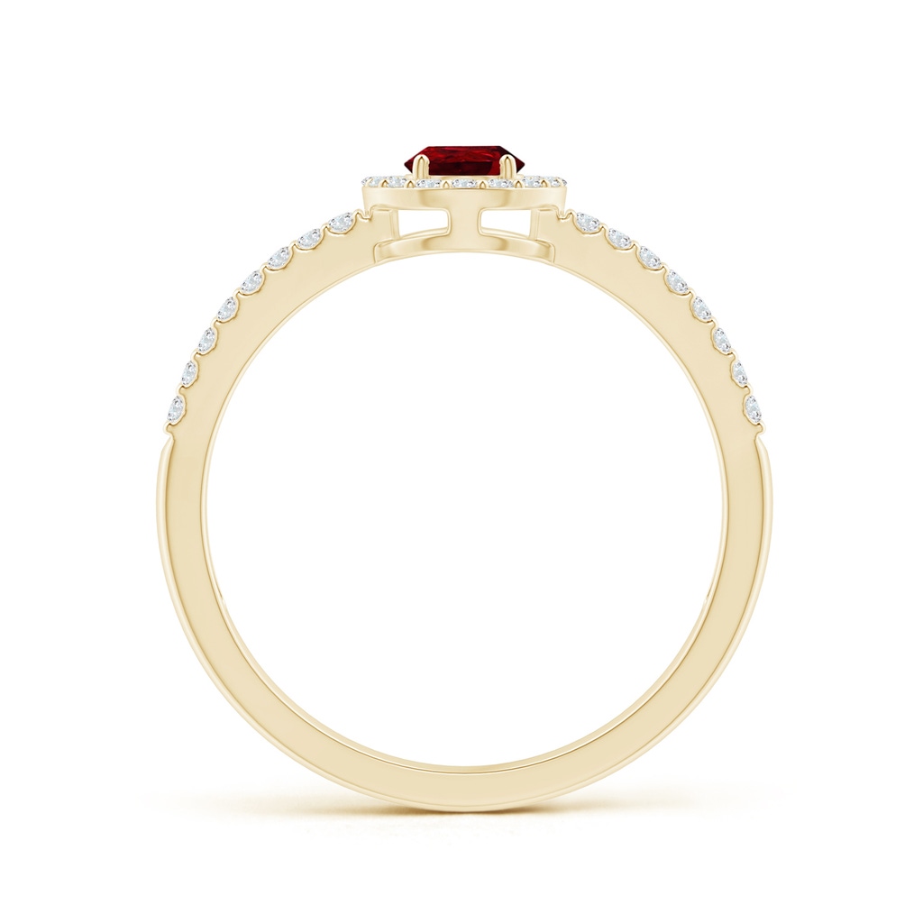 6x4mm AAAA Pear Ruby and Diamond Halo Split Shank Ring in Yellow Gold - side 199