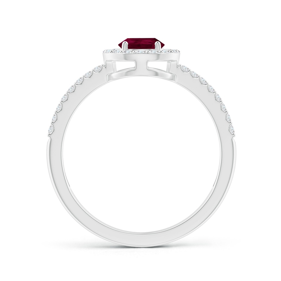 7x5mm A Pear Ruby and Diamond Halo Split Shank Ring in White Gold side 199