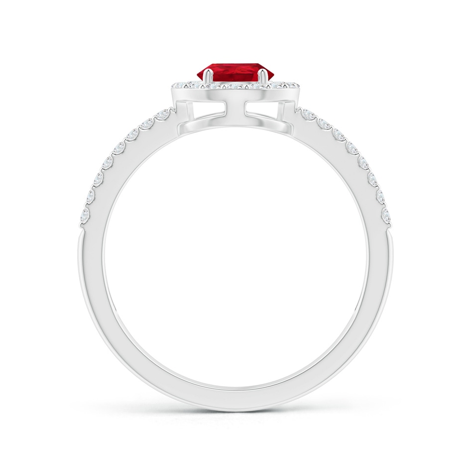 7x5mm AAA Pear Ruby and Diamond Halo Split Shank Ring in White Gold side 199