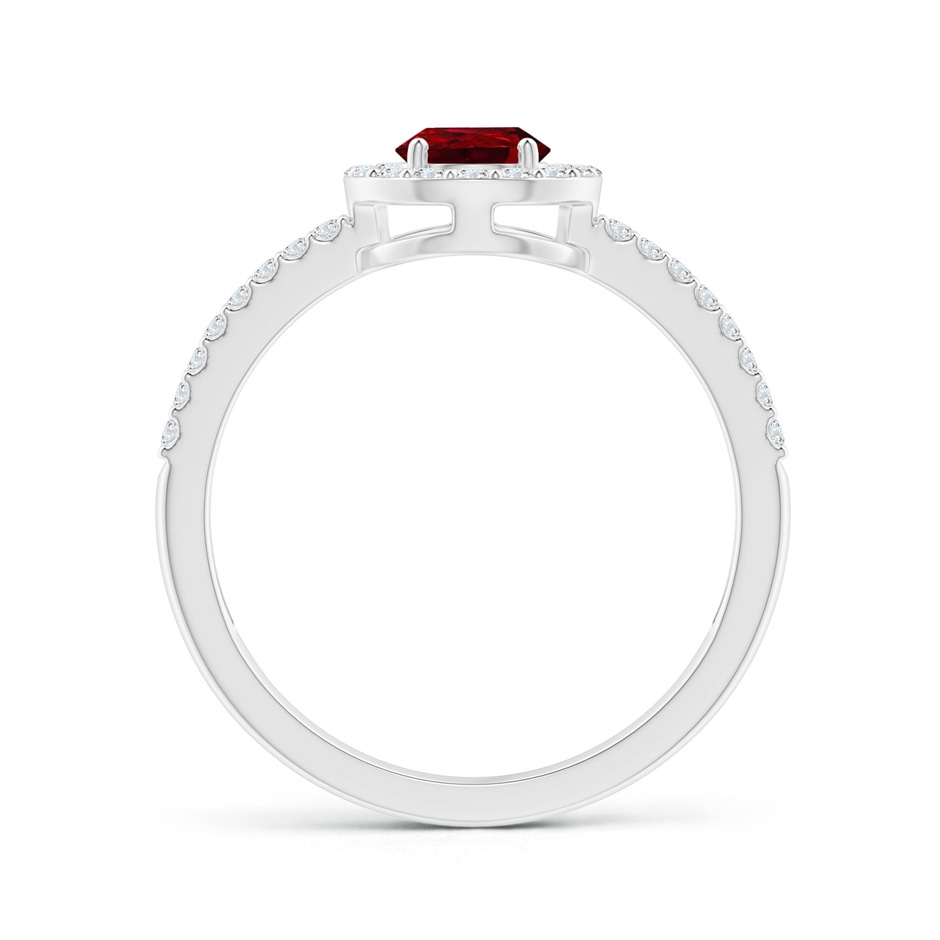 7x5mm AAAA Pear Ruby and Diamond Halo Split Shank Ring in White Gold side 199