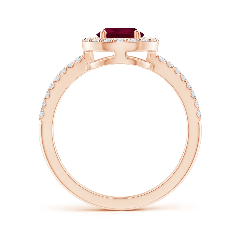 8x6mm A Pear Ruby and Diamond Halo Split Shank Ring in Rose Gold side 199