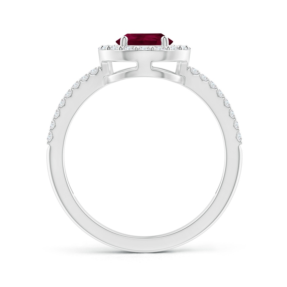 8x6mm A Pear Ruby and Diamond Halo Split Shank Ring in White Gold side 199