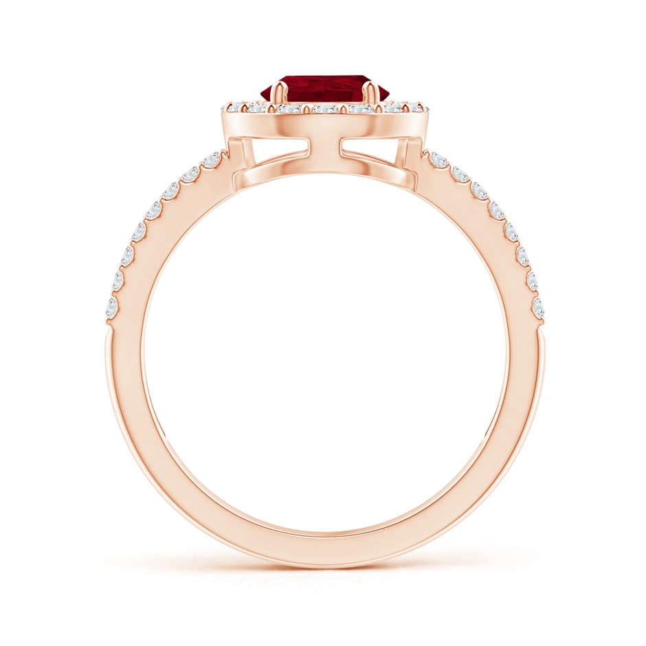 8x6mm AA Pear Ruby and Diamond Halo Split Shank Ring in Rose Gold side 199