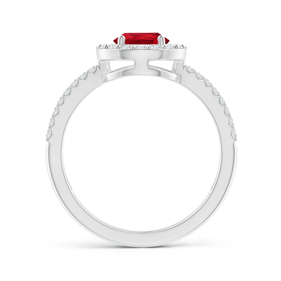 8x6mm AAA Pear Ruby and Diamond Halo Split Shank Ring in P950 Platinum side 199