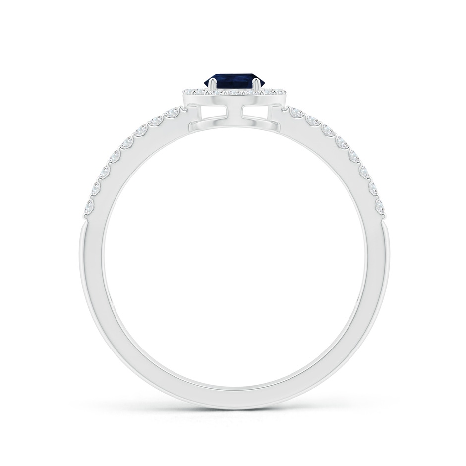 6x4mm A Pear Blue Sapphire and Diamond Halo Split Shank Ring in White Gold side 199