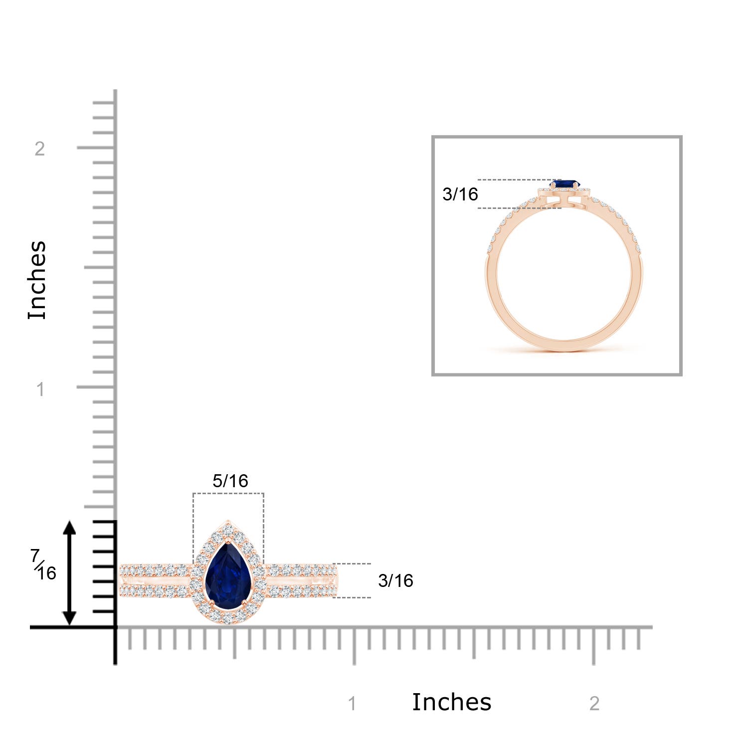 AA - Blue Sapphire / 0.65 CT / 14 KT Rose Gold