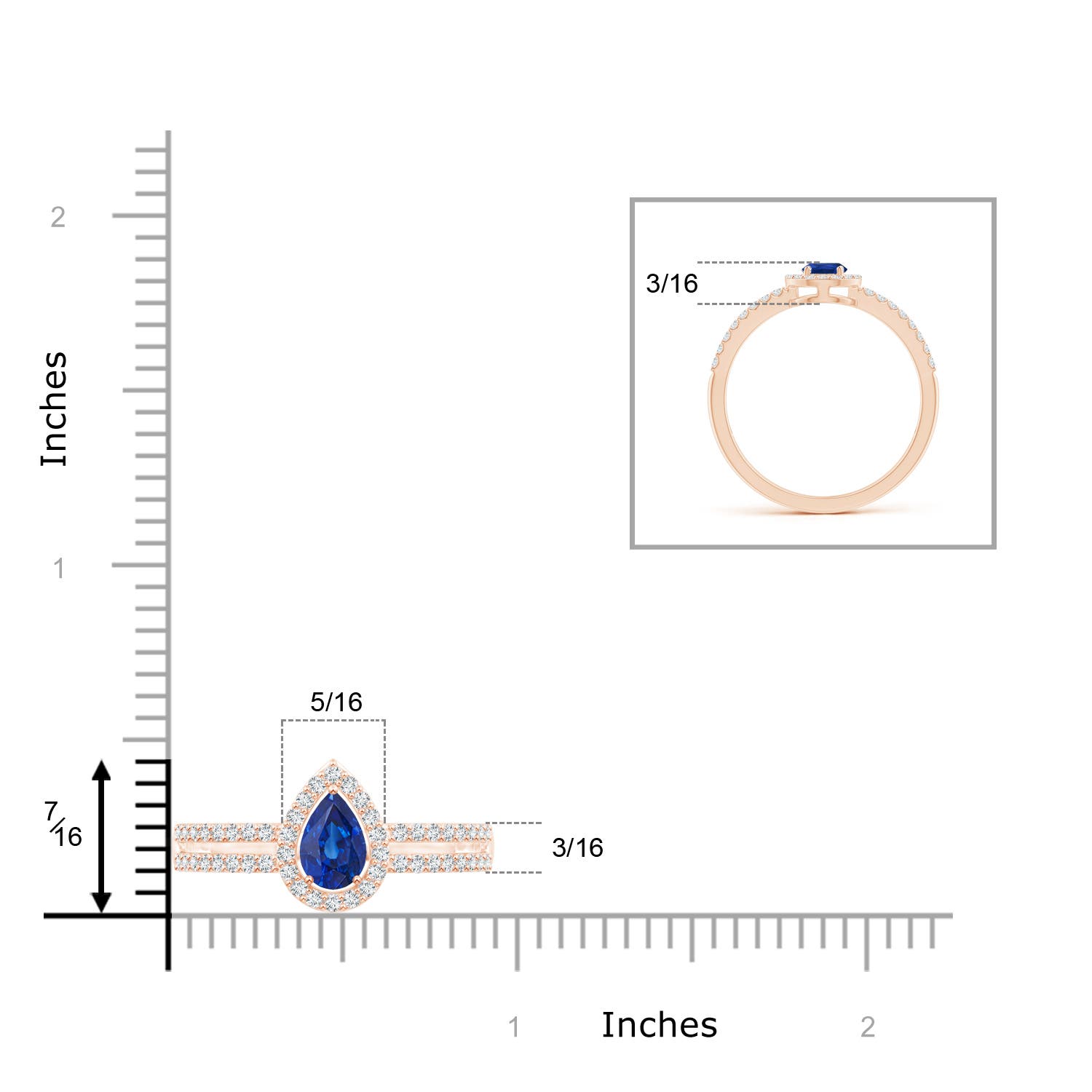 AAA - Blue Sapphire / 0.65 CT / 14 KT Rose Gold