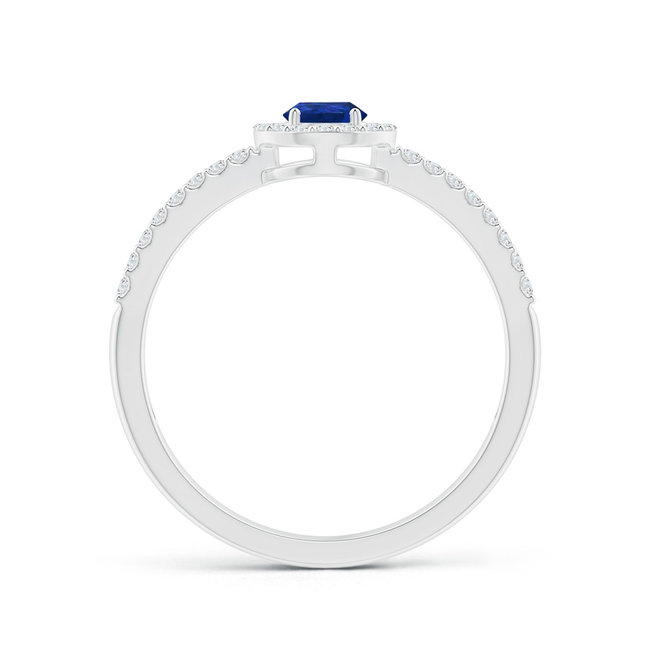 6x4mm AAA Pear Blue Sapphire and Diamond Halo Split Shank Ring in White Gold side 199