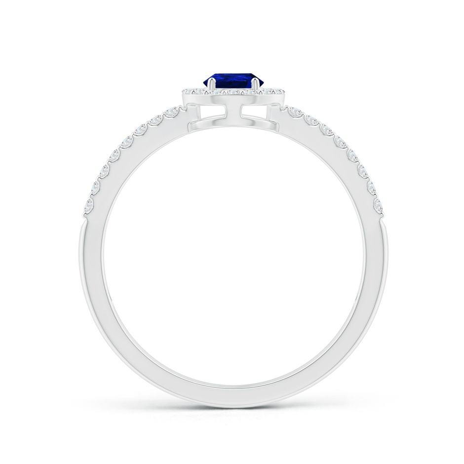 6x4mm AAAA Pear Blue Sapphire and Diamond Halo Split Shank Ring in White Gold side 199