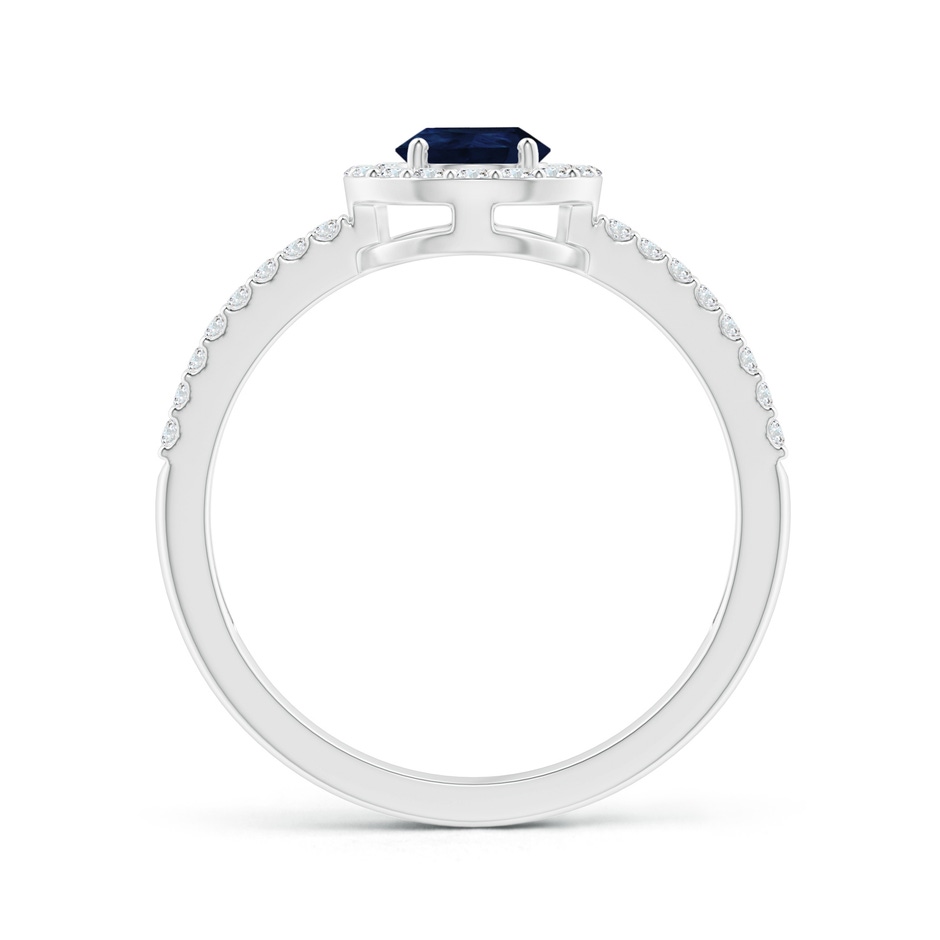 7x5mm A Pear Blue Sapphire and Diamond Halo Split Shank Ring in White Gold side 199