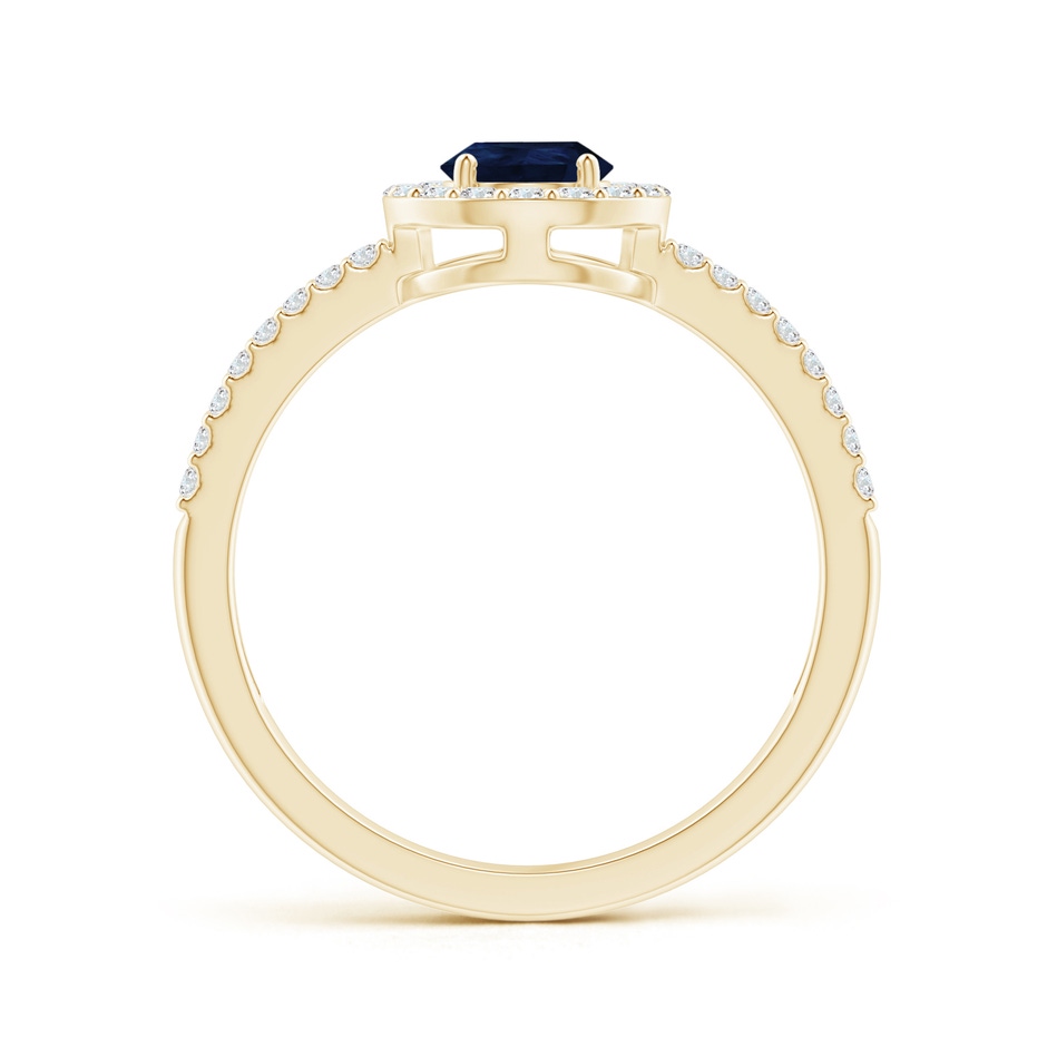 7x5mm A Pear Blue Sapphire and Diamond Halo Split Shank Ring in Yellow Gold side 199