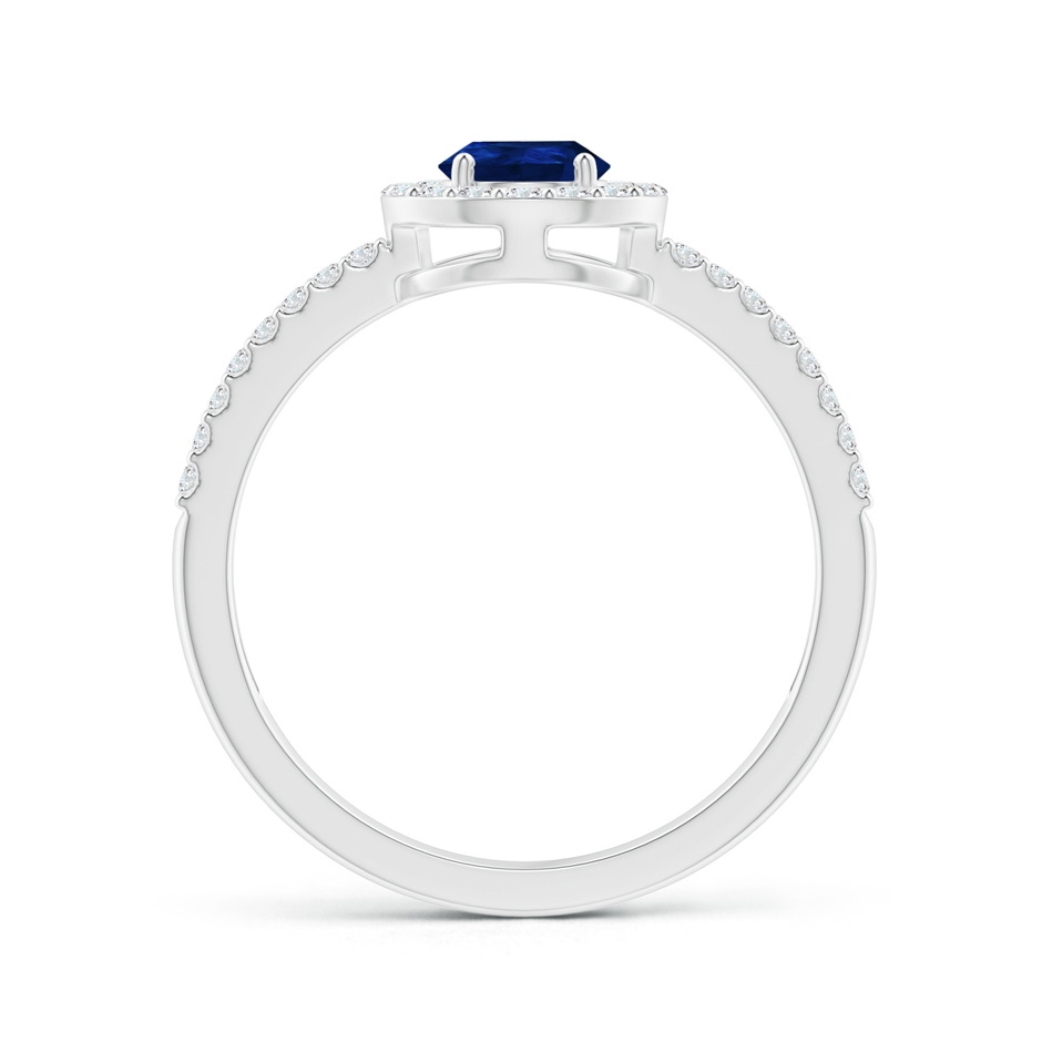 7x5mm AA Pear Blue Sapphire and Diamond Halo Split Shank Ring in P950 Platinum side 199