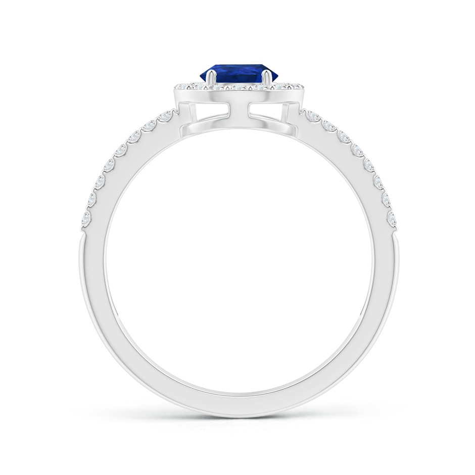 7x5mm AAA Pear Blue Sapphire and Diamond Halo Split Shank Ring in White Gold side 199