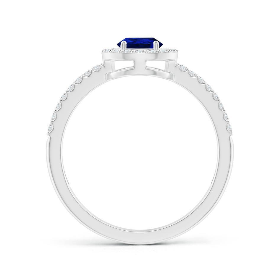 7x5mm AAAA Pear Blue Sapphire and Diamond Halo Split Shank Ring in White Gold side 199