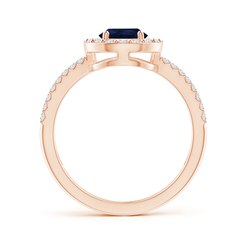 8x6mm A Pear Blue Sapphire and Diamond Halo Split Shank Ring in 18K Rose Gold side 199