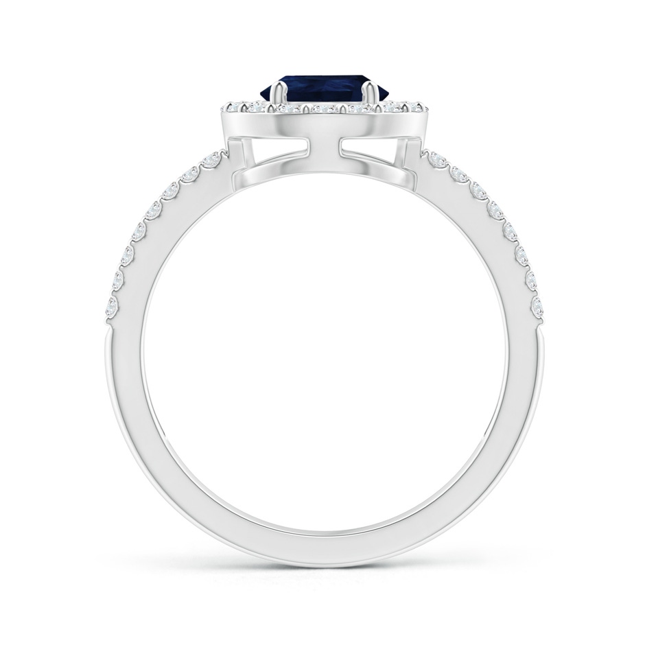 8x6mm A Pear Blue Sapphire and Diamond Halo Split Shank Ring in White Gold side 199