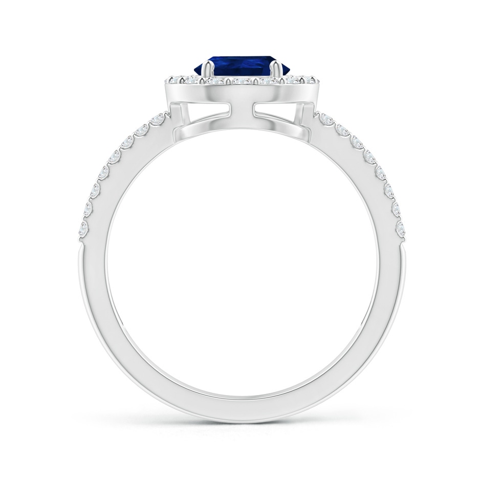 8x6mm AA Pear Blue Sapphire and Diamond Halo Split Shank Ring in P950 Platinum side 199