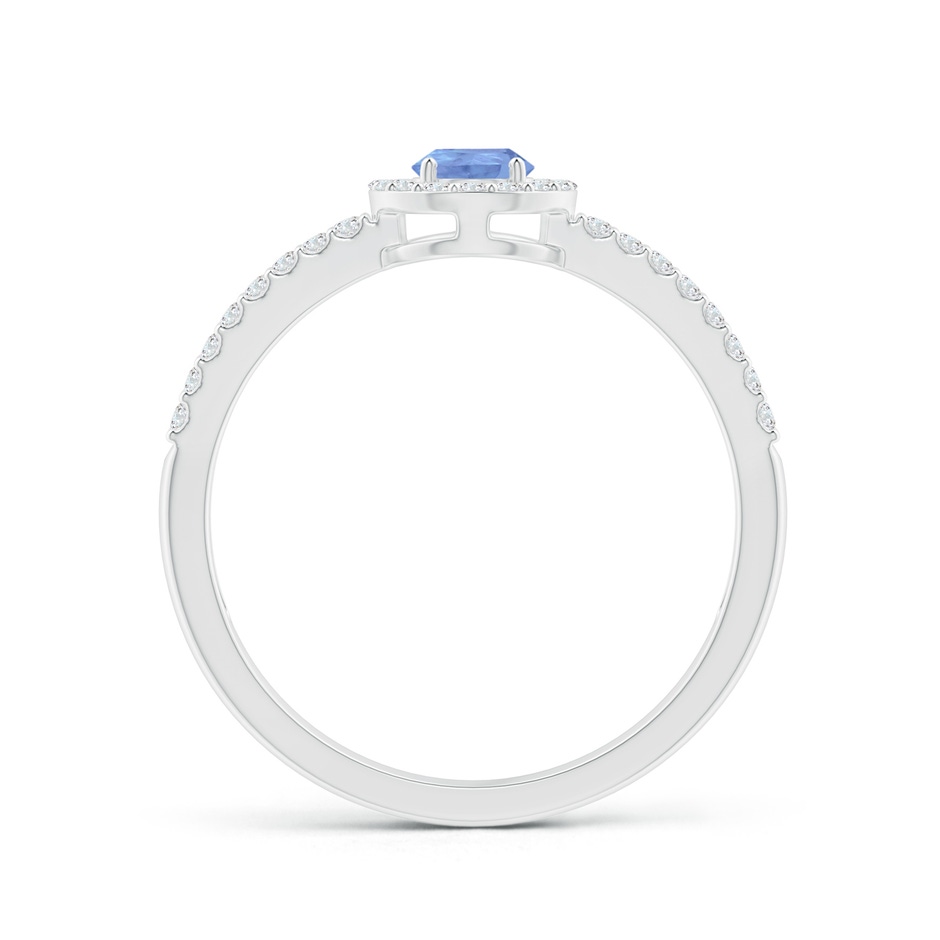 6x4mm A Pear Tanzanite and Diamond Halo Split Shank Ring in P950 Platinum product image