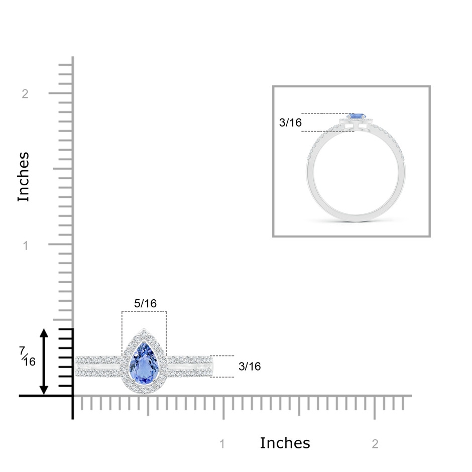6x4mm A Pear Tanzanite and Diamond Halo Split Shank Ring in P950 Platinum product image