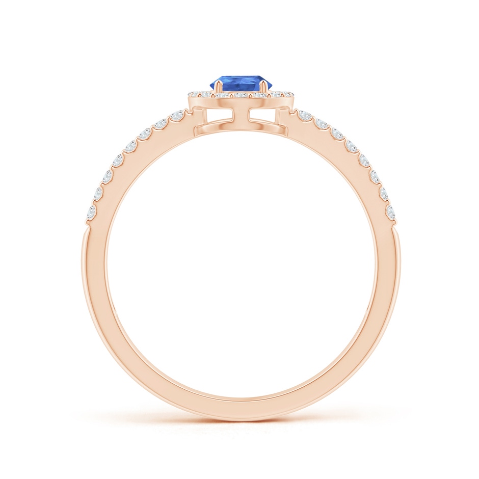 6x4mm AA Pear Tanzanite and Diamond Halo Split Shank Ring in 9K Rose Gold product image