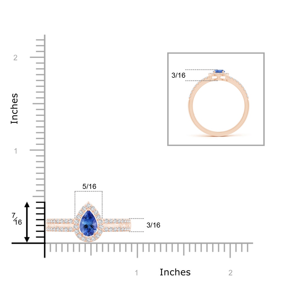 6x4mm AA Pear Tanzanite and Diamond Halo Split Shank Ring in 9K Rose Gold product image