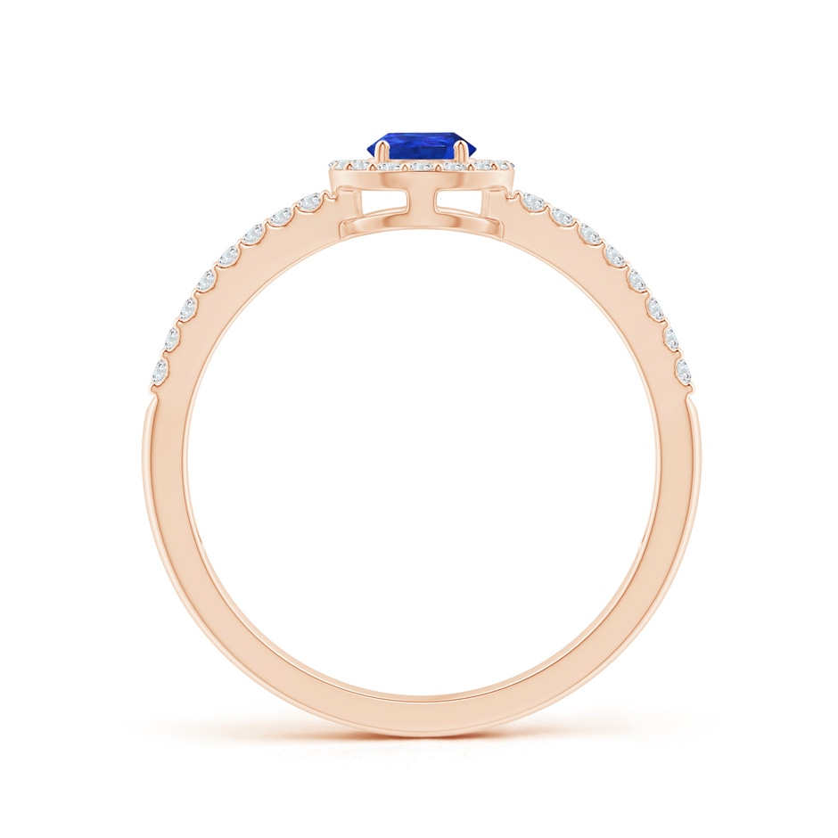 6x4mm AAA Pear Tanzanite and Diamond Halo Split Shank Ring in 9K Rose Gold product image