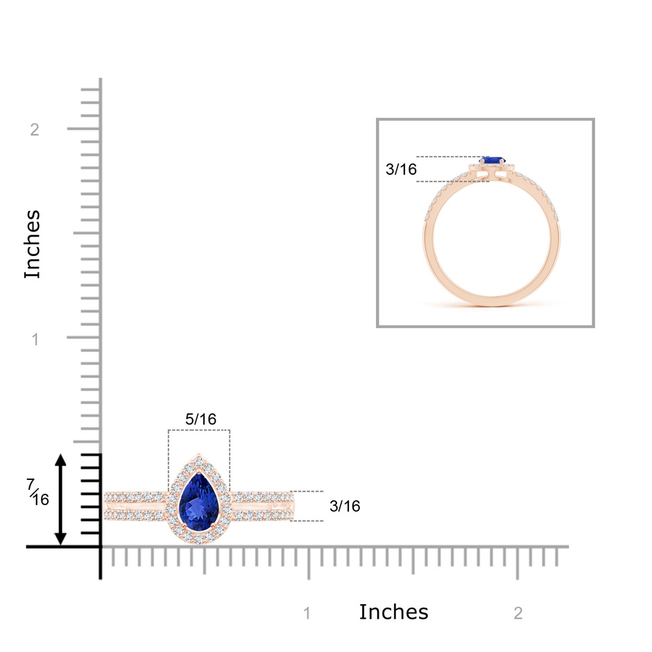 6x4mm AAA Pear Tanzanite and Diamond Halo Split Shank Ring in 9K Rose Gold product image