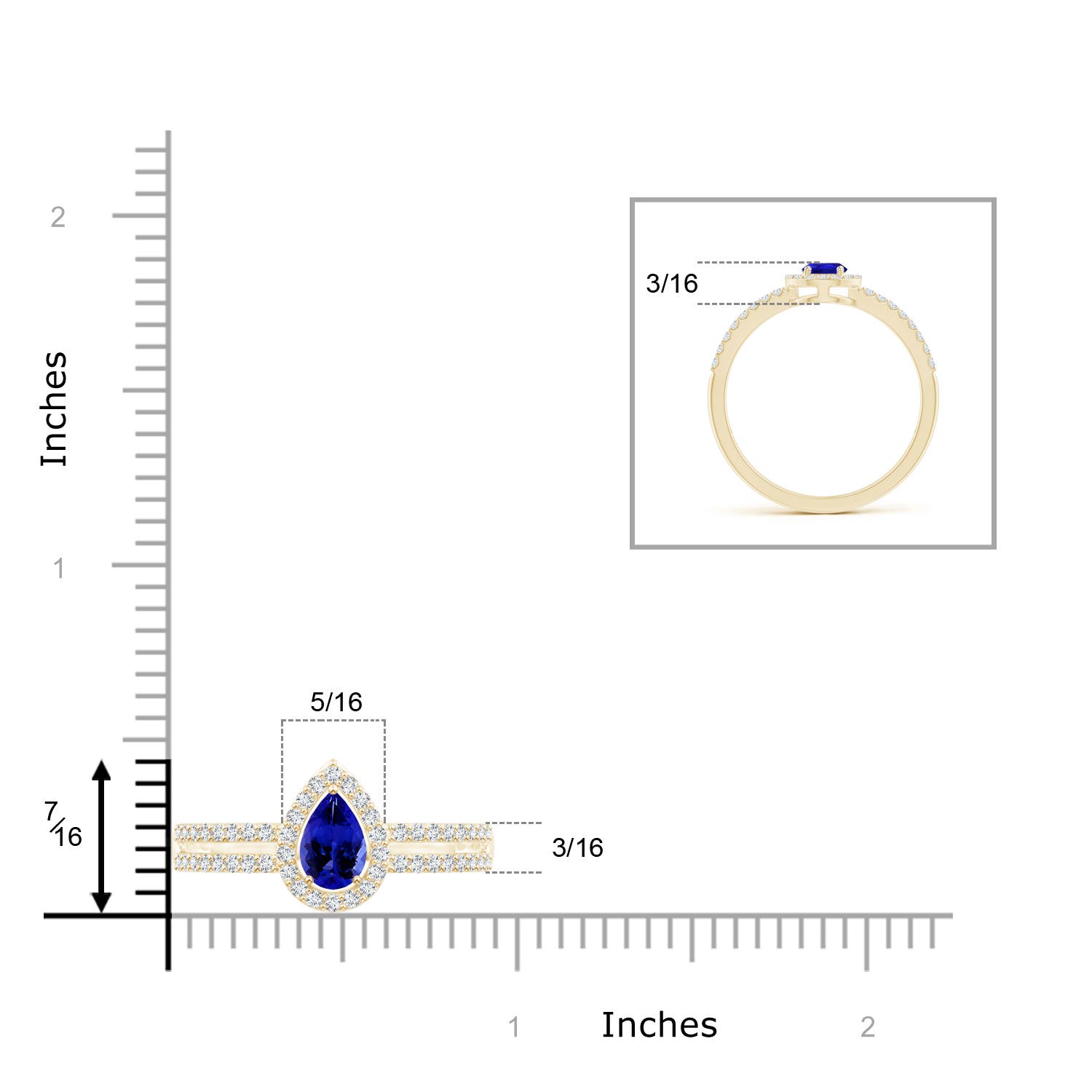 AAAA - Tanzanite / 0.6 CT / 14 KT Yellow Gold