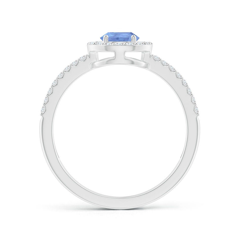 7x5mm A Pear Tanzanite and Diamond Halo Split Shank Ring in White Gold product image