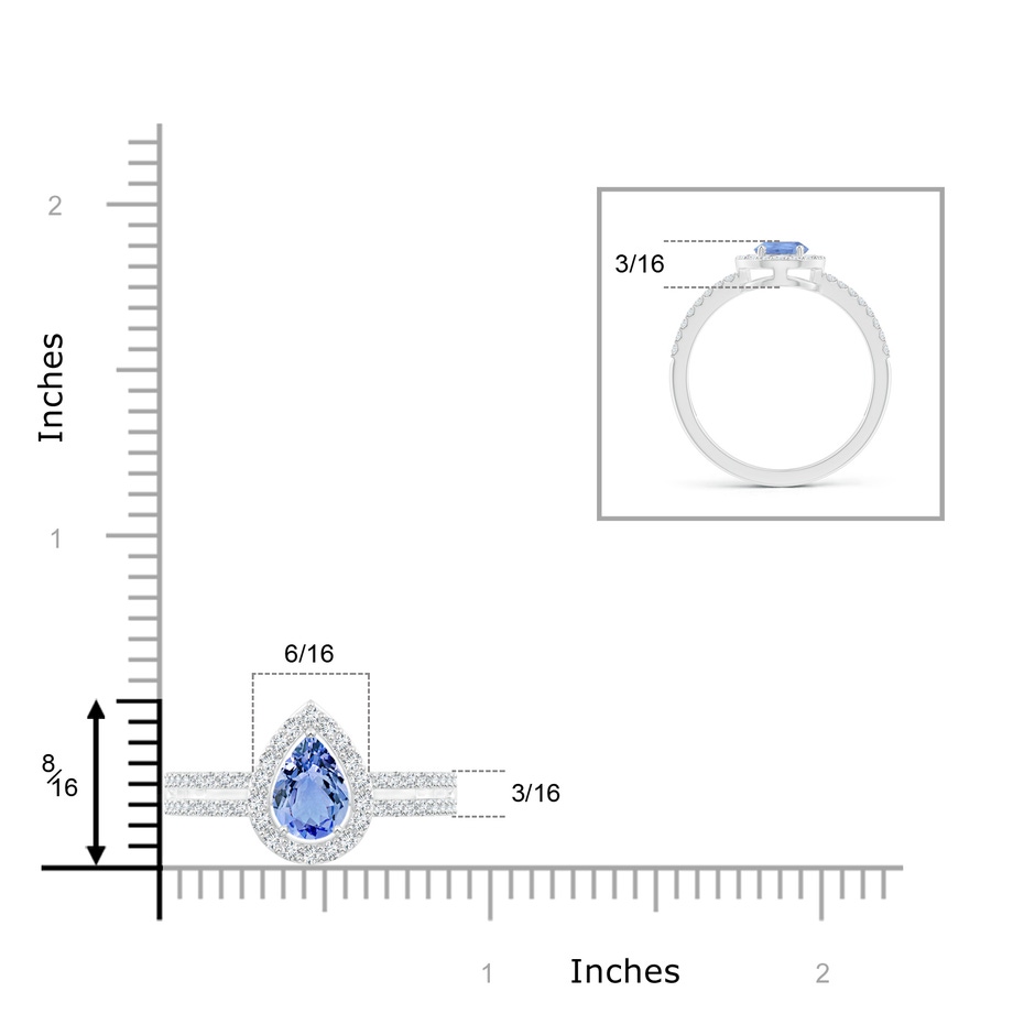 7x5mm A Pear Tanzanite and Diamond Halo Split Shank Ring in White Gold product image