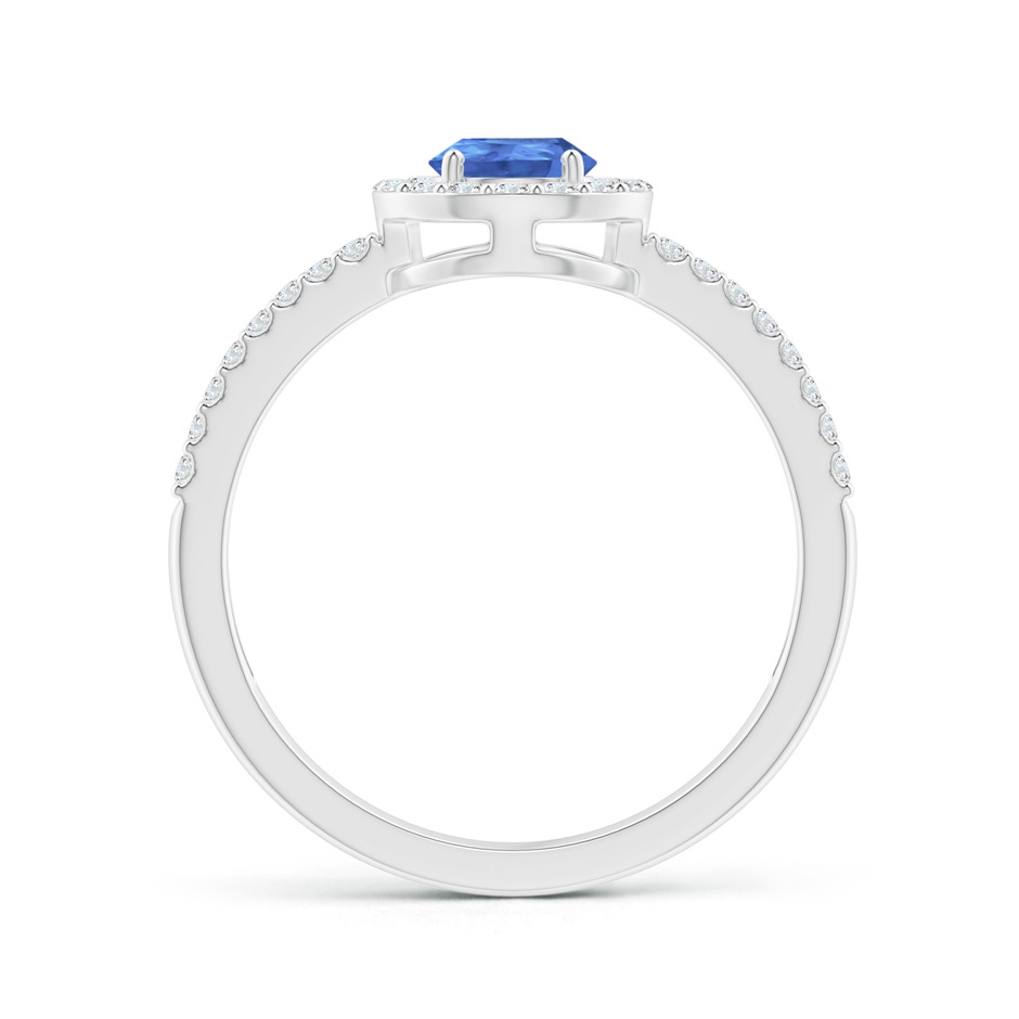 7x5mm AA Pear Tanzanite and Diamond Halo Split Shank Ring in White Gold product image