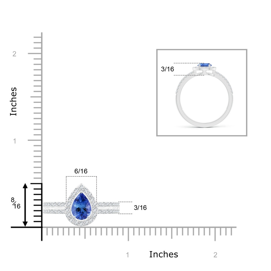 7x5mm AA Pear Tanzanite and Diamond Halo Split Shank Ring in White Gold product image